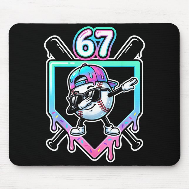 Baseball Ice Cream Drip 67 Player Dabbing Six Seve Mouse Pad (Front)