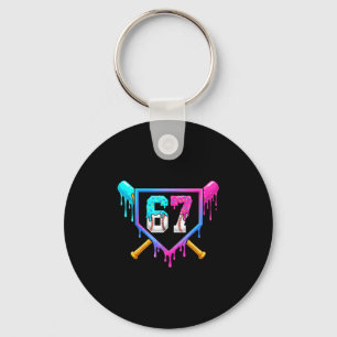 Baseball Ice Cream Drip 67 Six Seven Meme Number 6 Key Ring