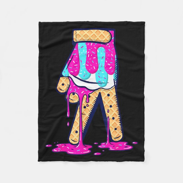 Baseball Ice Cream Drip Boys Glove Sprinkles Baseb Fleece Blanket (Front)
