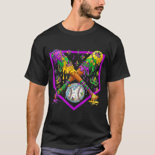 Baseball Ice Cream Drip Boys Mardi Gras Carnival P T-Shirt