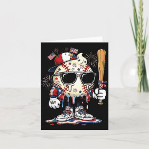 Baseball Ice Cream Drip Funny Sports Boys Kids Card