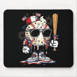 Baseball Ice Cream Drip Funny Sports Boys Kids Mouse Pad
