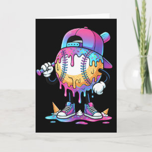 Baseball Ice Cream Drip Meme Bat Boys Sports Cool Card