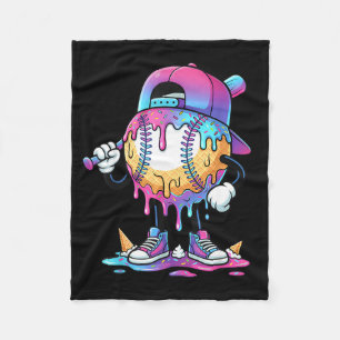 Baseball Ice Cream Drip Meme Bat Boys Sports Cool  Fleece Blanket