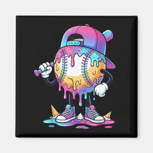 Baseball Ice Cream Drip Meme Bat Boys Sports Cool Magnet