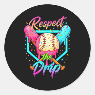 Baseball Ice Cream Drip Number 67 Player 67 Respec Classic Round Sticker