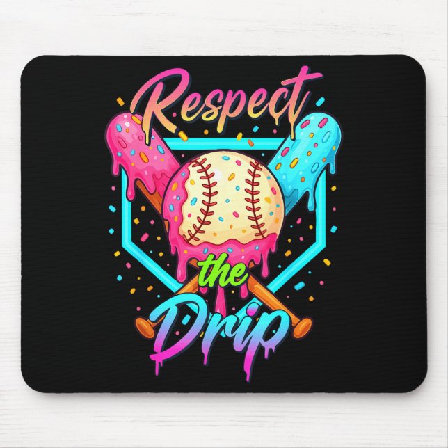 Baseball Ice Cream Drip Number 67 Player 67 Respec Mouse Pad (Front)