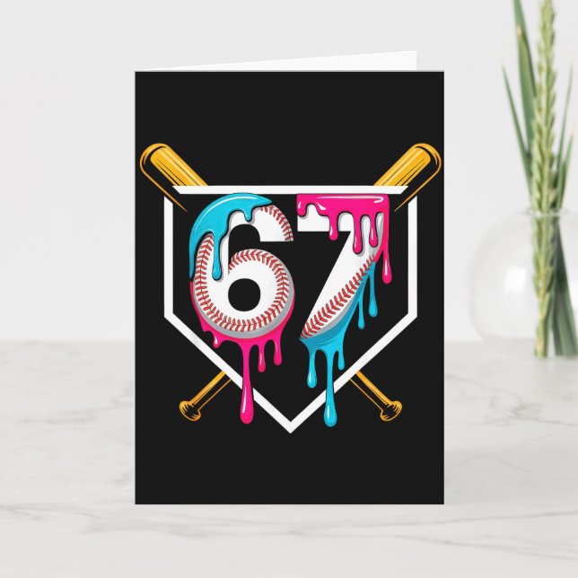 Baseball Ice Cream Drip Number 67 Player 67th Birt Card (Front)