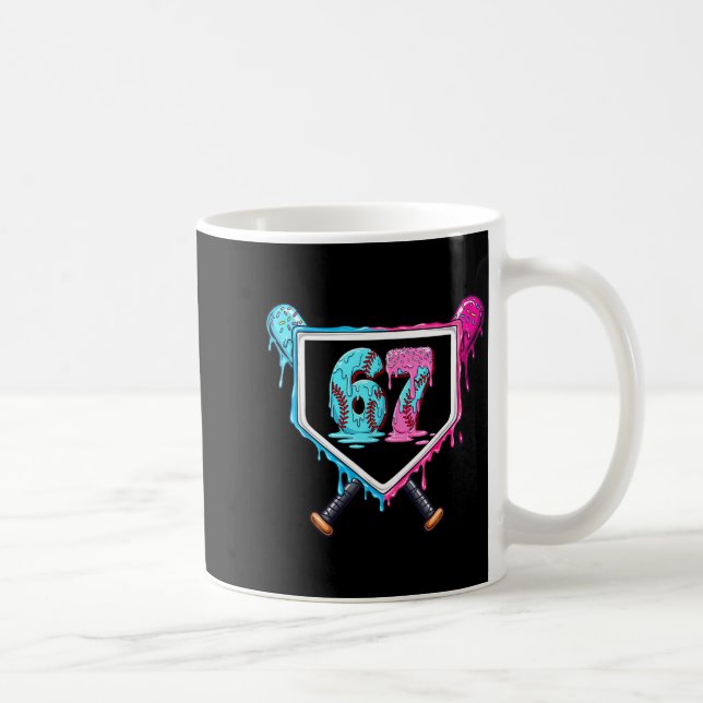 Baseball Ice Cream Drip Number 67 Player 67th Birt Coffee Mug (Right)