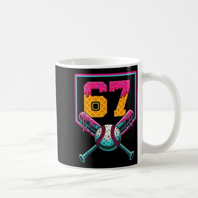 Baseball Ice Cream Drip Number 67 Player 67th Birt Coffee Mug (Right)