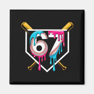 Baseball Ice Cream Drip Number 67 Player 67th Birt Magnet