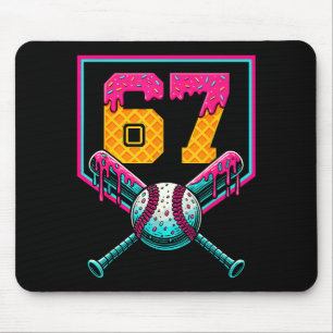 Baseball Ice Cream Drip Number 67 Player 67th Birt Mouse Pad