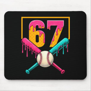 Baseball Ice Cream Drip Number 67 Player 67th Birt Mouse Pad