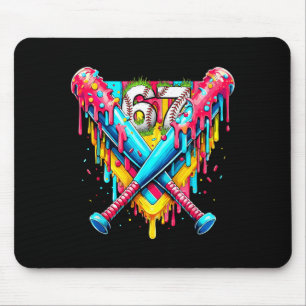 Baseball Ice Cream Drip Number 67 Player 67th Birt Mouse Pad