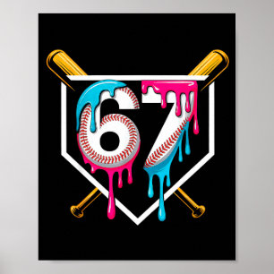 Baseball Ice Cream Drip Number 67 Player 67th Birt Poster