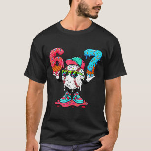 Baseball Ice Cream Drip Number 67 Player 67th Birt T-Shirt