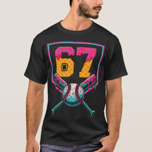 Baseball Ice Cream Drip Number 67 Player 67Th Birt T-Shirt