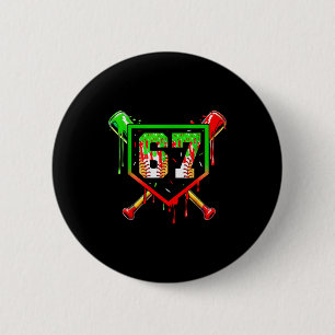 Baseball Ice Cream Drip Number 67 Player 6 7 Chris Cm Round Badge
