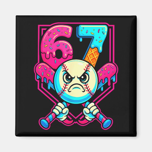 Baseball Ice Cream Drip Number 67 Six Seven Meme 6 Magnet (Front)