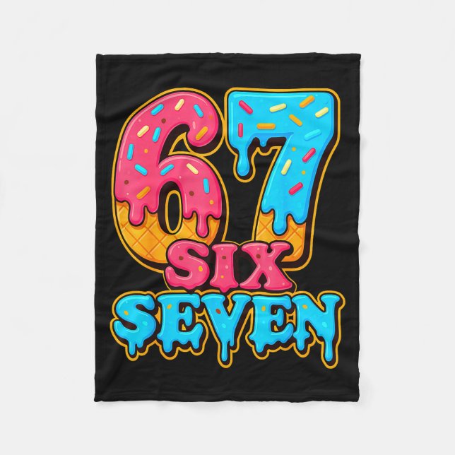 Baseball Ice Cream Drip Number 67 Six Seven Meme C Fleece Blanket (Front)