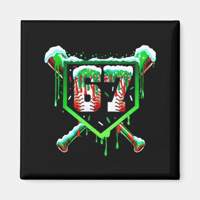 Baseball Ice Cream Drip Number 67 Six Seven Meme C Magnet (Front)