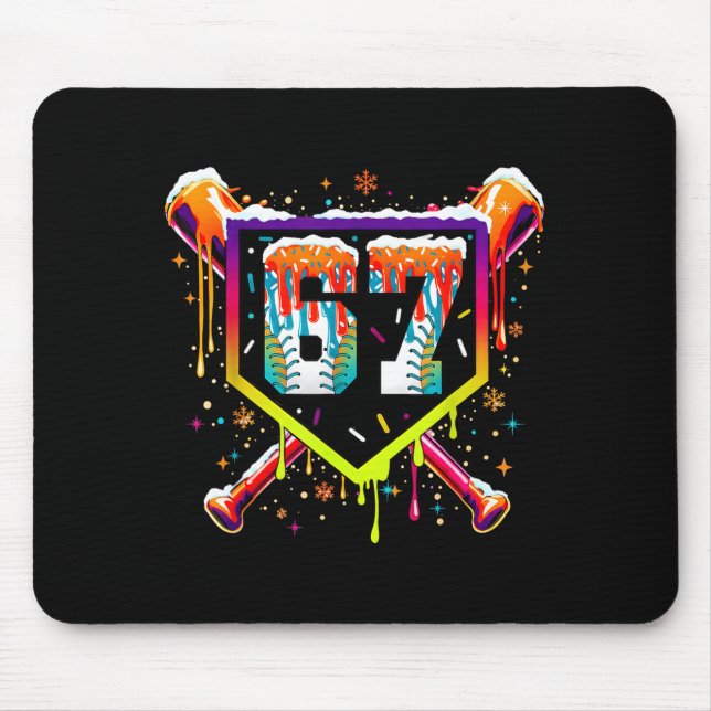 Baseball Ice Cream Drip Number 67 Six Seven Meme C Mouse Pad (Front)