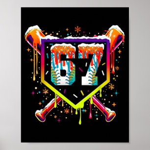 Baseball Ice Cream Drip Number 67 Six Seven Meme C Poster