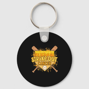 Baseball Ice Cream Drip Strike Out Childhood Cance Key Ring