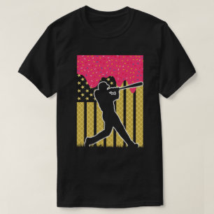 Baseball Ice Cream Drip USA Flag Patriotic Summer T-Shirt
