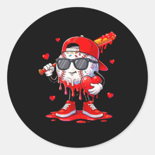 Baseball Ice Cream Drip Valentines Day Shirts For  Classic Round Sticker