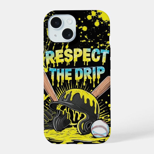 Baseball Ice Cream Drip With Sprinkles Home Plate iPhone 15 Case (Back)