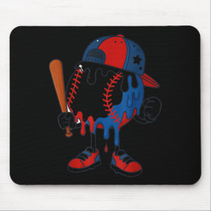 Baseball Ice Cream Drip Youth 4th of July Red Mouse Pad
