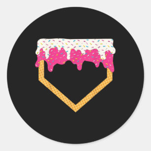 Baseball Ice Cream Dripping Baseball Home Plate Dr Classic Round Sticker