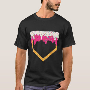 Baseball Ice Cream Dripping Baseball Home Plate Dr T-Shirt