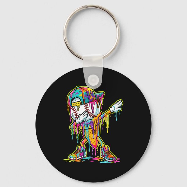 Baseball Ice Cream Dripping Dabbing Baseball Drip  Key Ring (Front)