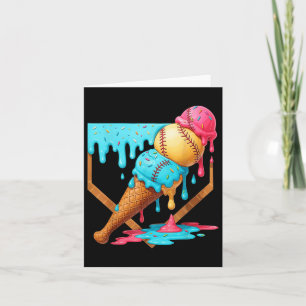 Baseball Ice Cream Dripping Funny Baseball Men Kid Card