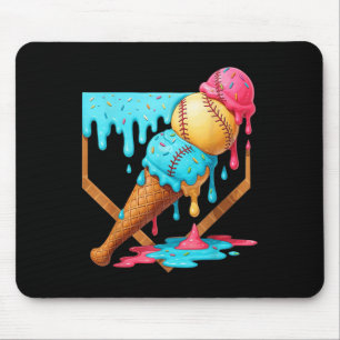 Baseball Ice Cream Dripping Funny Baseball Men Kid Mouse Pad