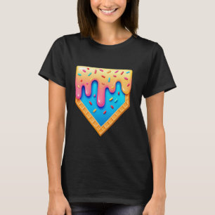 Baseball Ice Cream Dripping Retro Baseball Home Pl T-Shirt