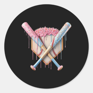 Baseball Ice Cream Home Plate Drip Youth Boys Base Classic Round Sticker