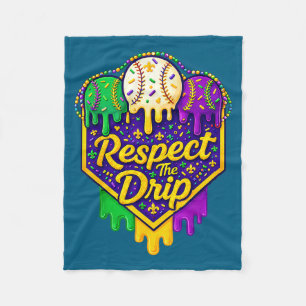 Baseball ice cream respect the drip mardi gras fleece blanket