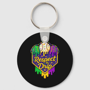 Baseball ice cream respect the drip mardi gras key ring