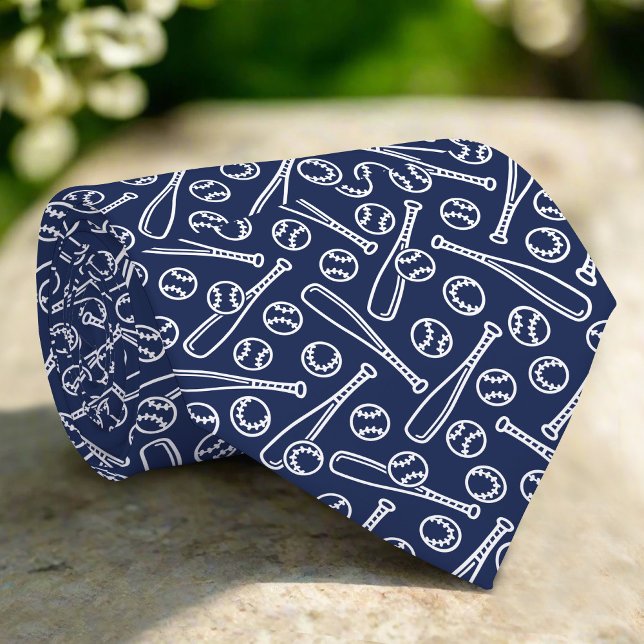 Baseball Icons On Navy Background Father's Day Tie (Creator Uploaded)