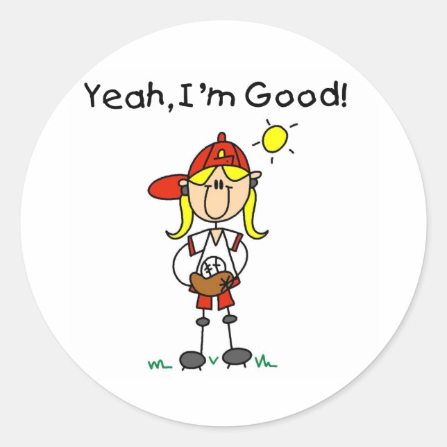 Baseball I'm Good Classic Round Sticker (Front)