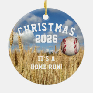 Baseball in Air, On Tree, Personalised Ceramic Ornament