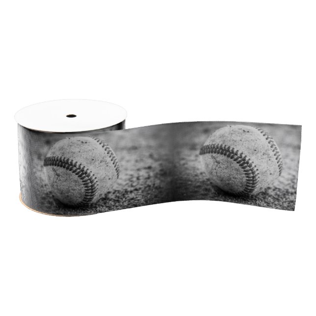 Baseball in Black and White 3" GrossGrain Ribbon Grosgrain Ribbon (Spool)