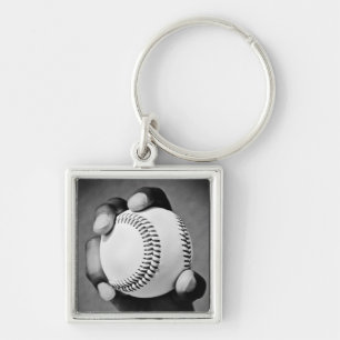 baseball in hand key ring