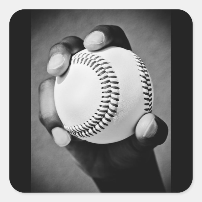 baseball in hand square sticker (Front)