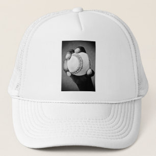baseball in hand trucker hat