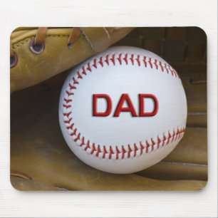 baseball in sports glove mouse pad