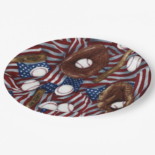 Baseball In The USA Paper Plates (Angled)